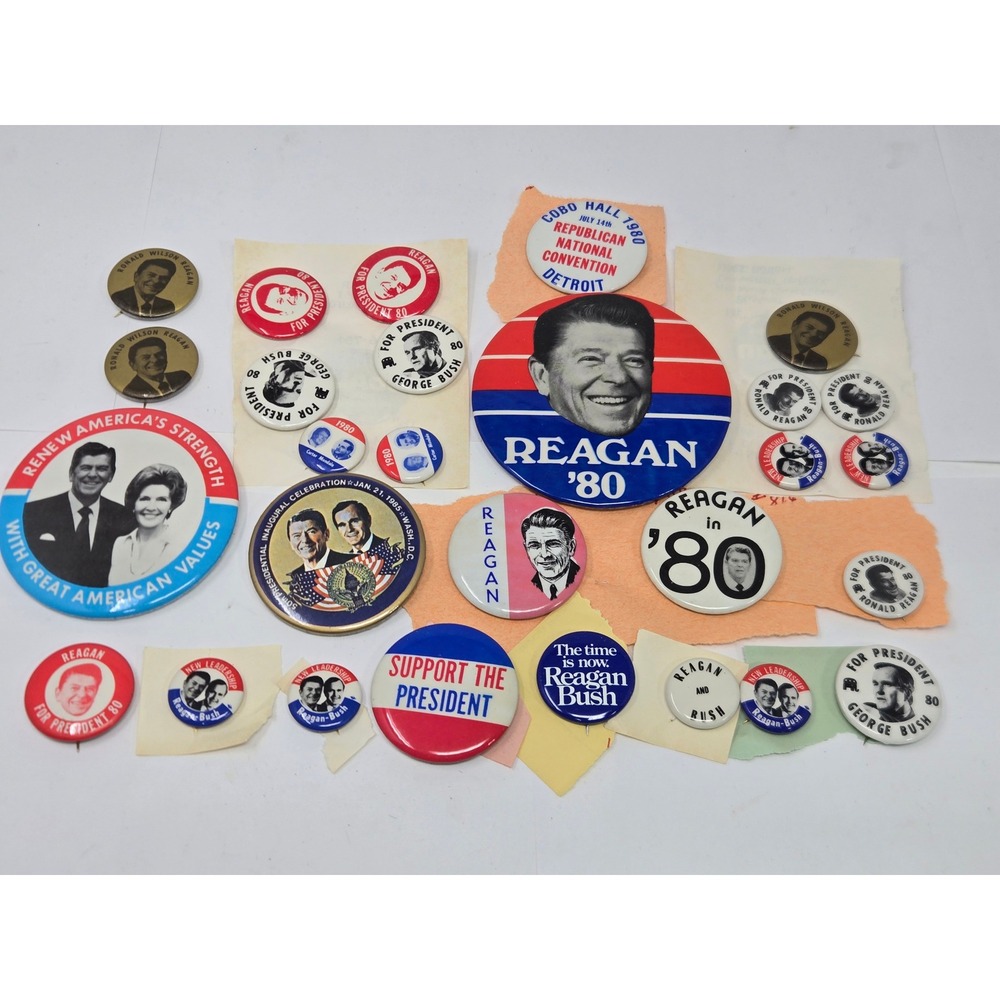 Vintage Ronald Reagan George Bush 1980 1984 Campaign Button Pin Lot Collection